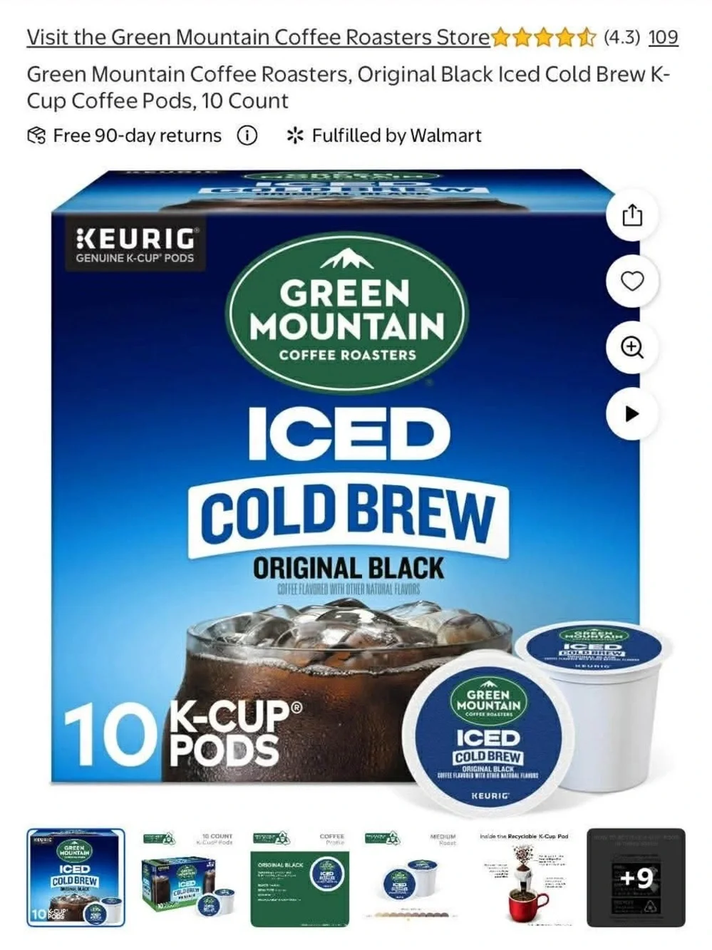 2pack 20pods Keurig Green Mountain Iced Cold Brew Original Black K-Cup Pods